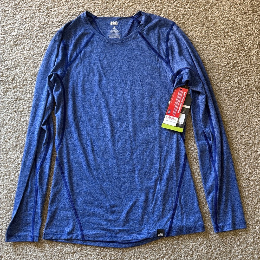 NWT: REI Brand: Women’s Heathered Blue Performance Long Sleeve Shirt Size Small